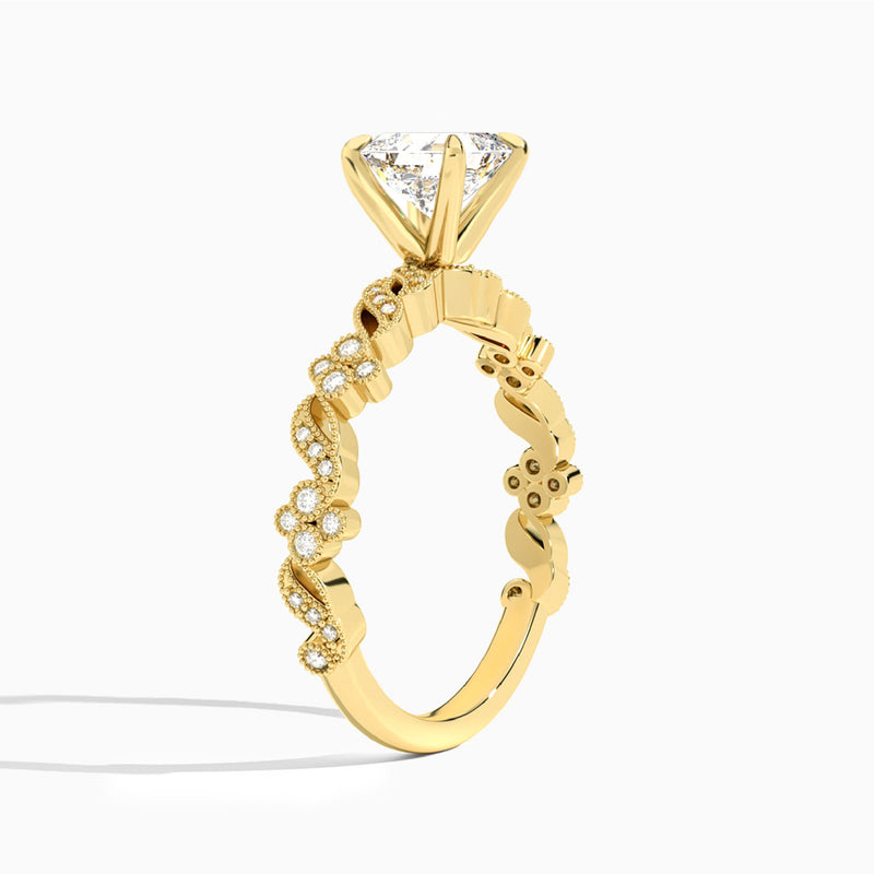 Asscher Viviana Lab Grown Diamond Engagement Ring In 14K Yellow Gold, Angle View