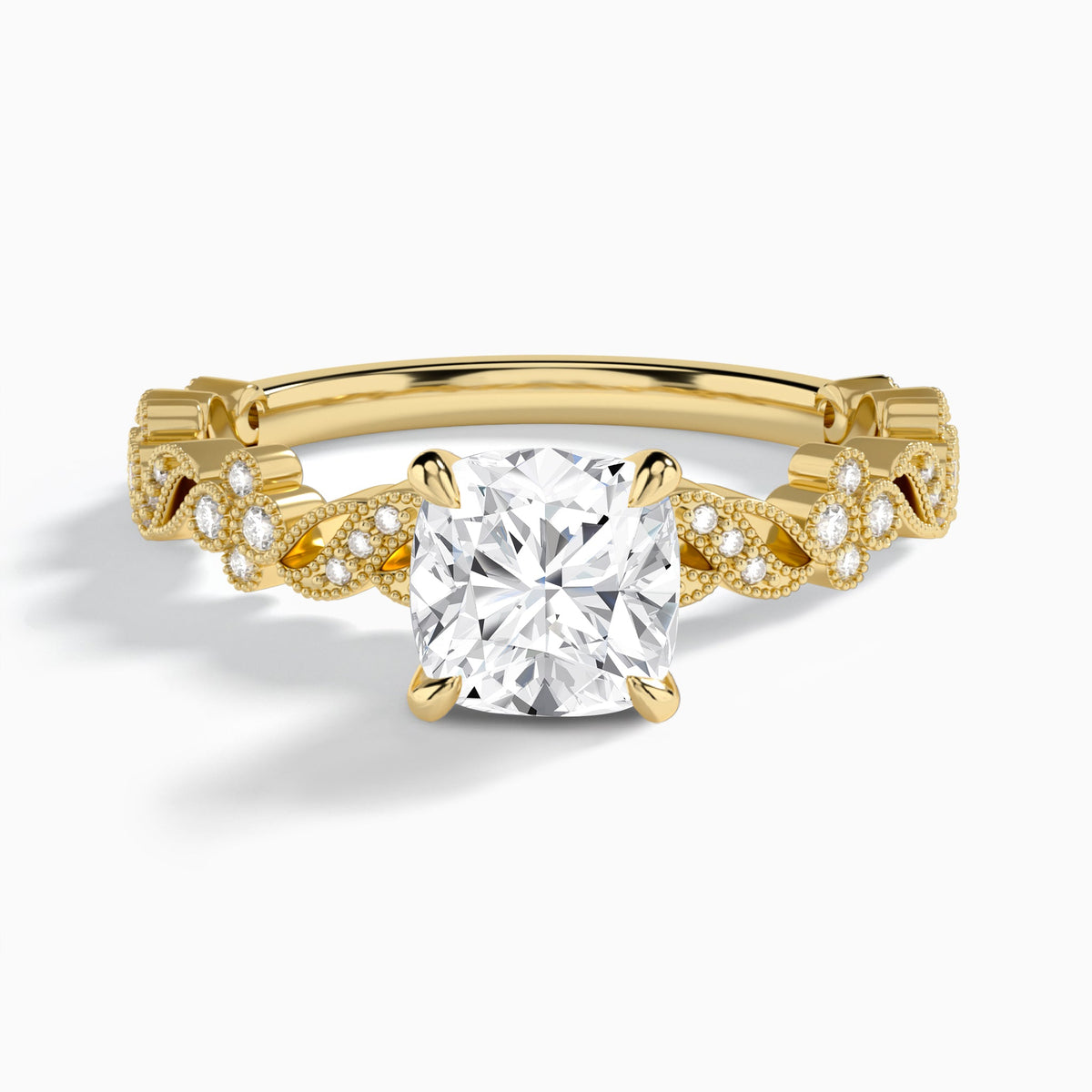 Cushion Viviana Lab Grown Diamond Engagement Ring In 14K Yellow Gold - Lucenjuri