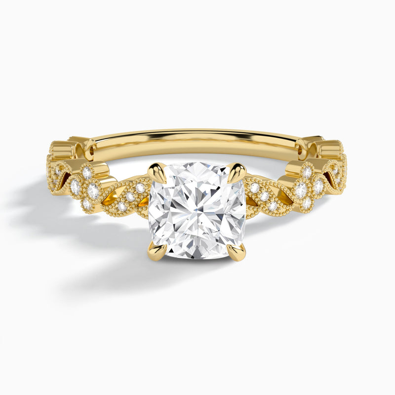 Cushion Viviana Lab Grown Diamond Engagement Ring In 18K Yellow Gold - Lucenjuri