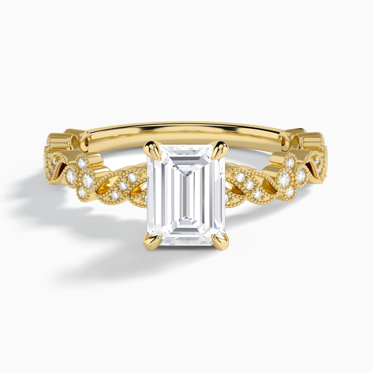 Emerald Viviana Lab Grown Diamond Engagement Ring In 18K Yellow Gold - Lucenjuri