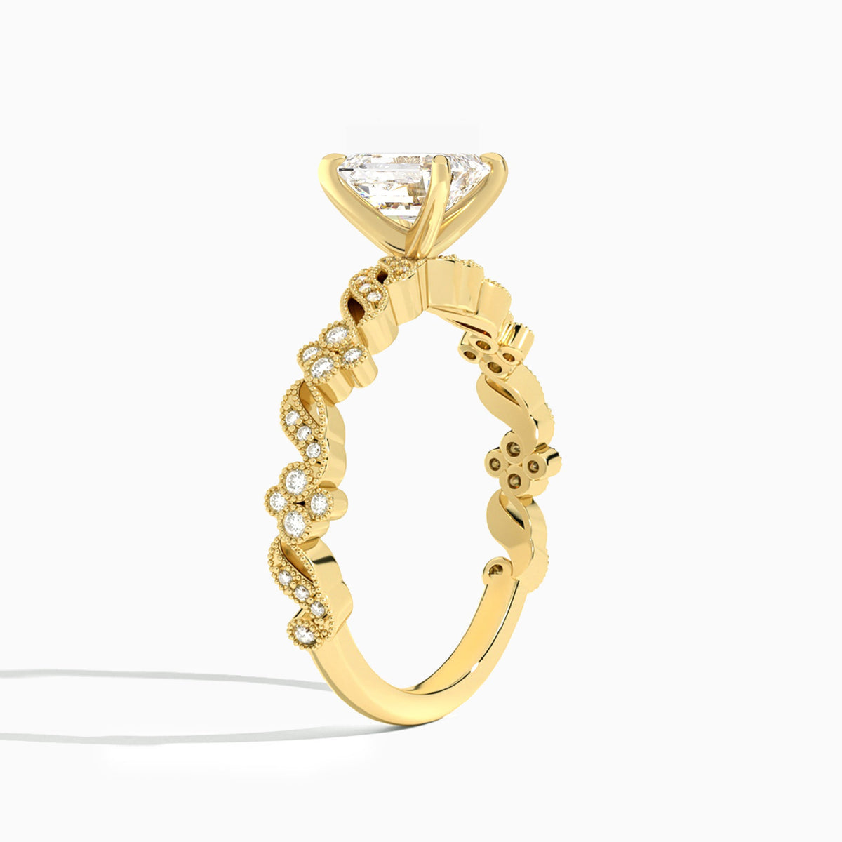 Emerald Viviana Lab Grown Diamond Engagement Ring In 18K Yellow Gold, Angle View