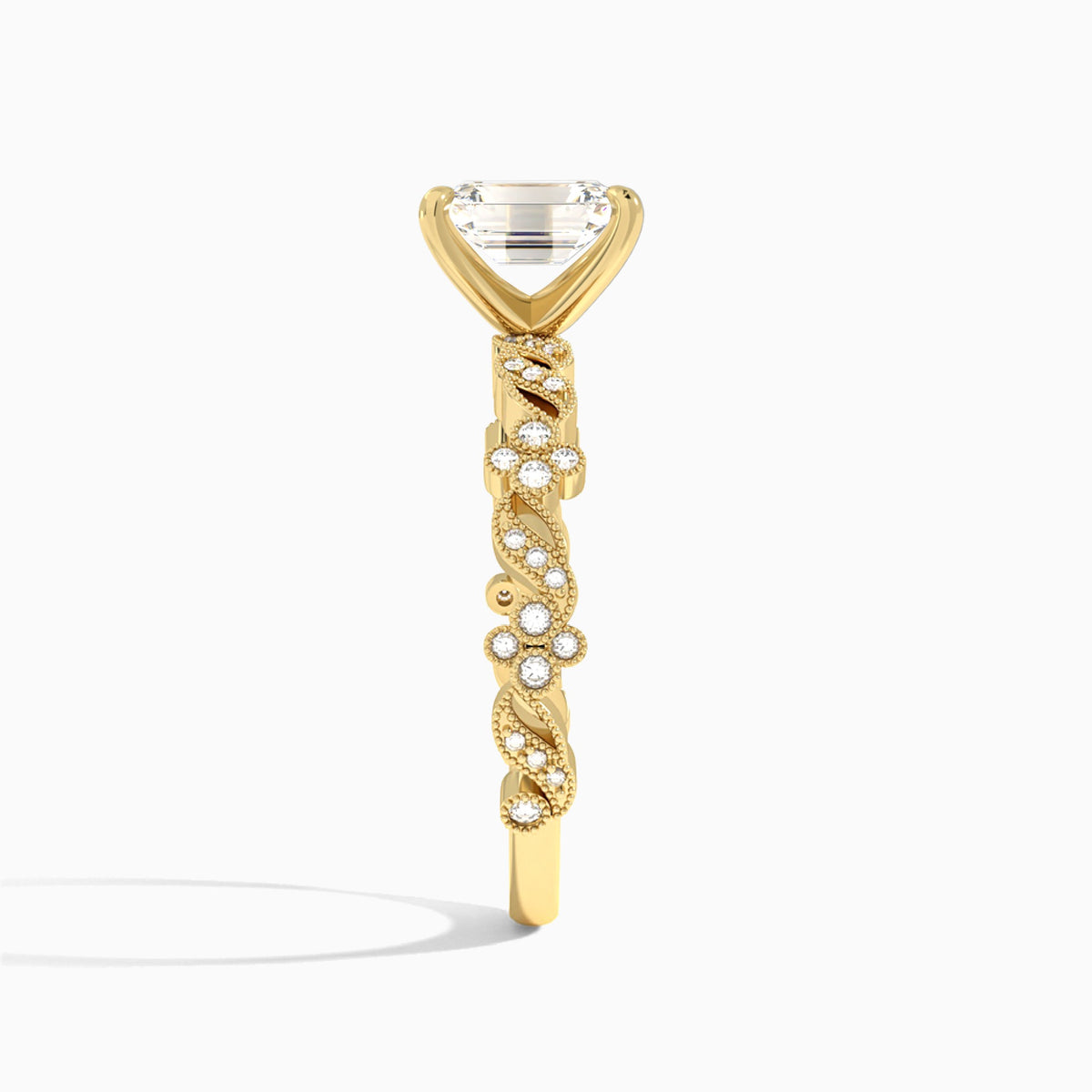 Emerald Viviana Lab Grown Diamond Engagement Ring In 18K Yellow Gold, Side View