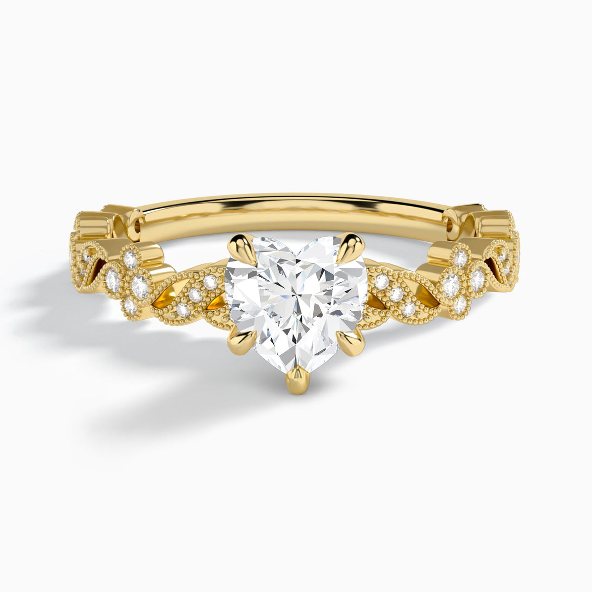 Heart Viviana Lab Grown Diamond Engagement Ring In 14K Yellow Gold - Lucenjuri