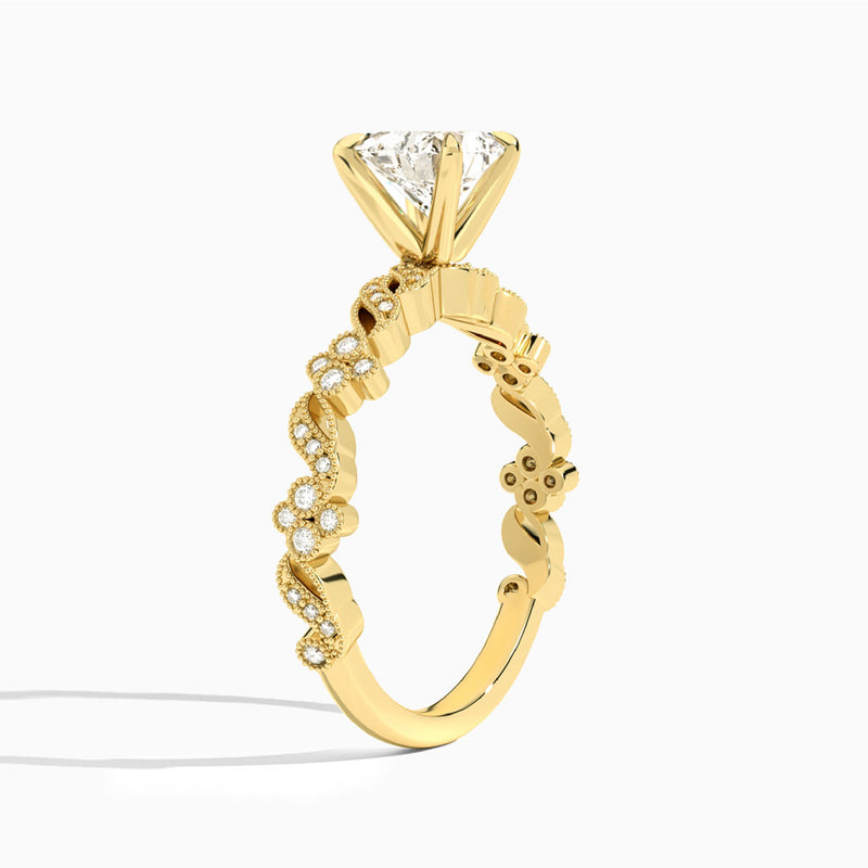 Heart Viviana Lab Grown Diamond Engagement Ring In 18K Yellow Gold, Angle View