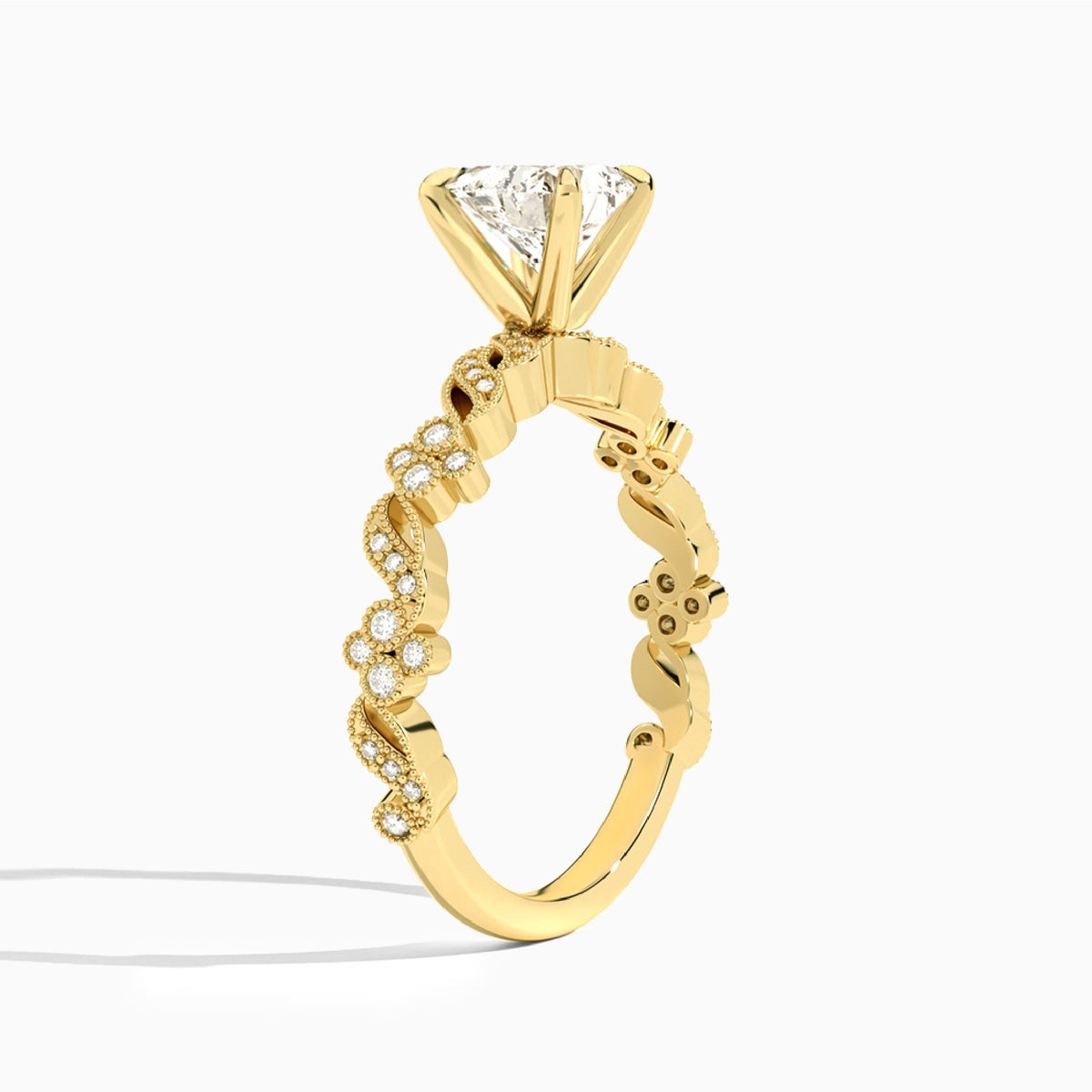 Heart Viviana Lab Grown Diamond Engagement Ring In 14K Yellow Gold, Angle View
