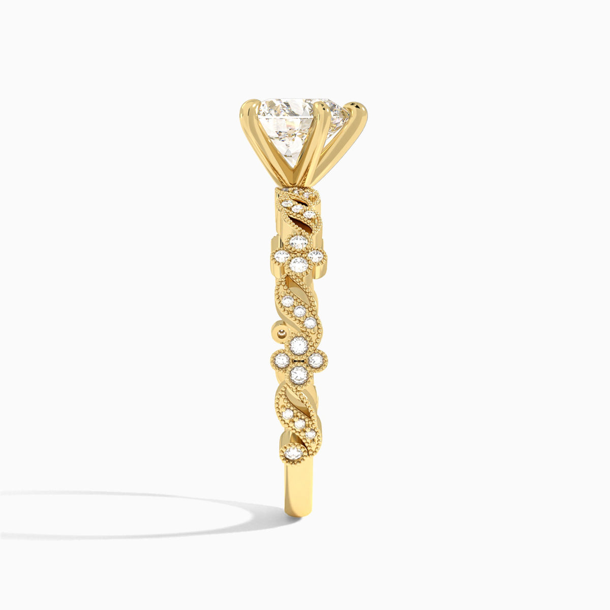 Heart Viviana Lab Grown Diamond Engagement Ring In 18K Yellow Gold, Side View