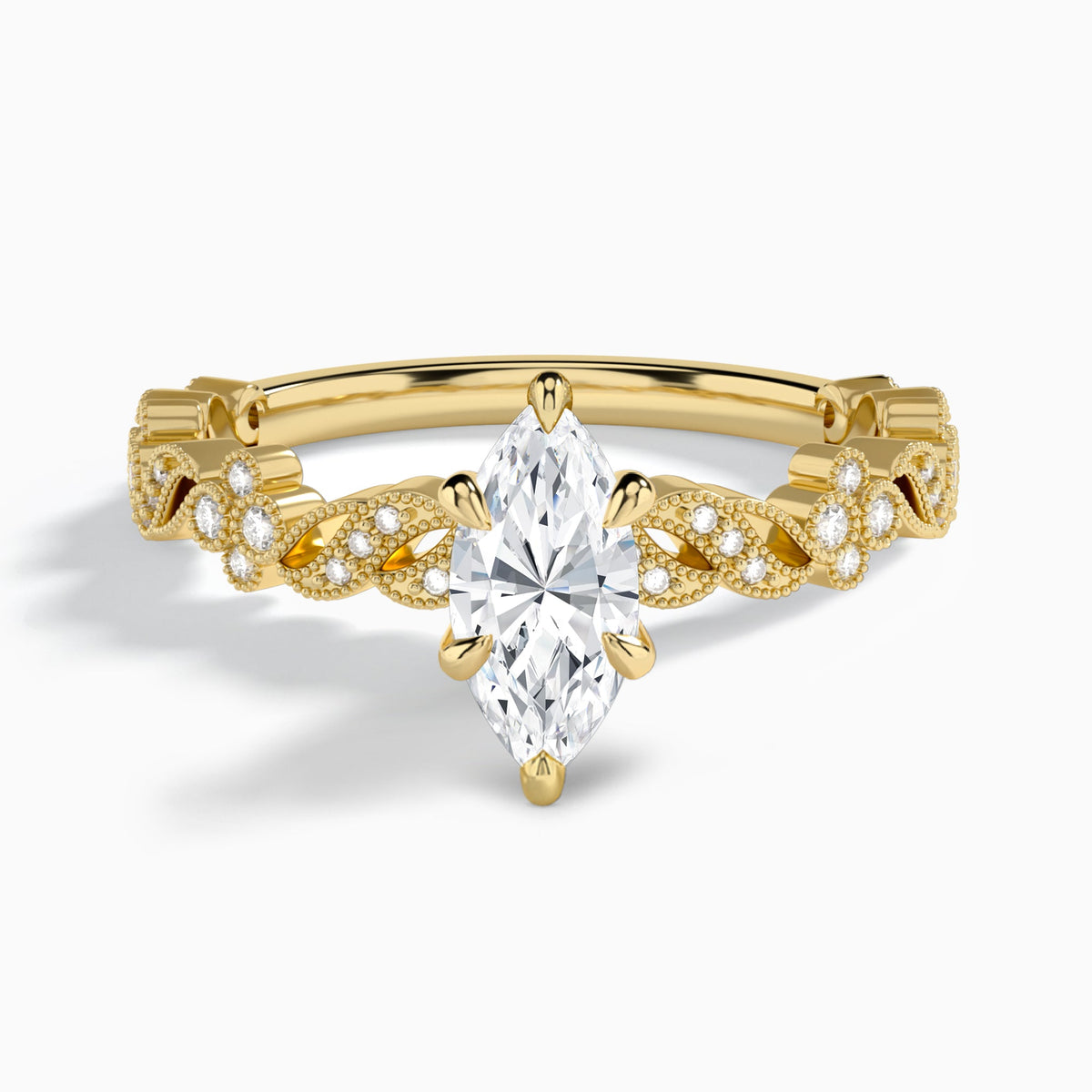Marquise Viviana Lab Grown Diamond Engagement Ring In 18K Yellow Gold - Lucenjuri
