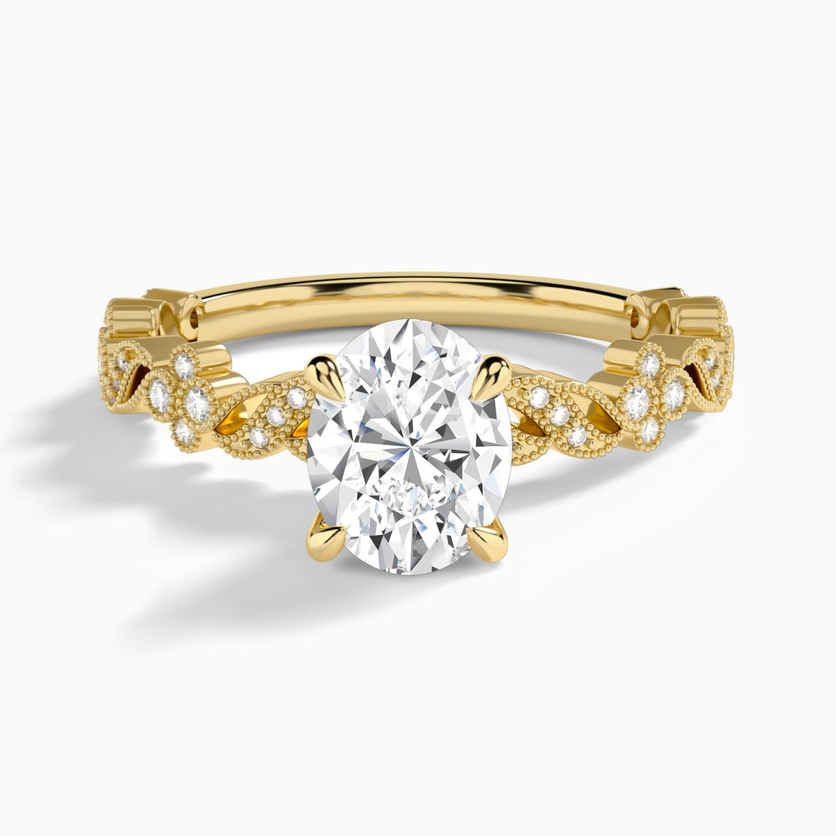 Oval Viviana Lab Grown Diamond Engagement Ring In 14K Yellow Gold - Lucenjuri