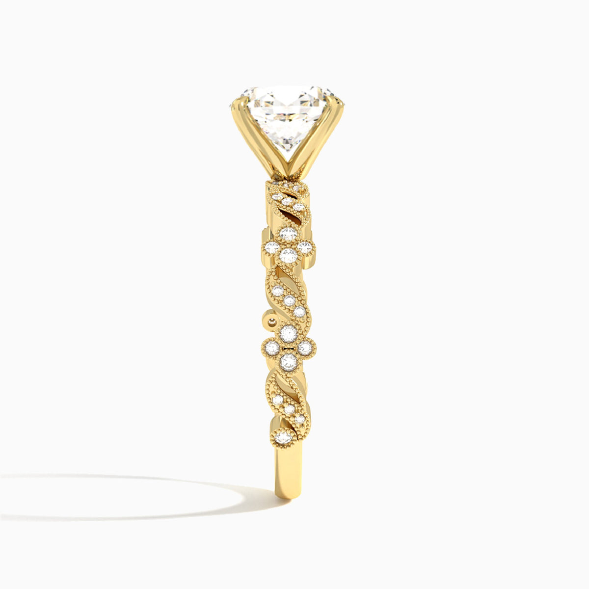 Oval Viviana Lab Grown Diamond Engagement Ring In 18K Yellow Gold, Side View