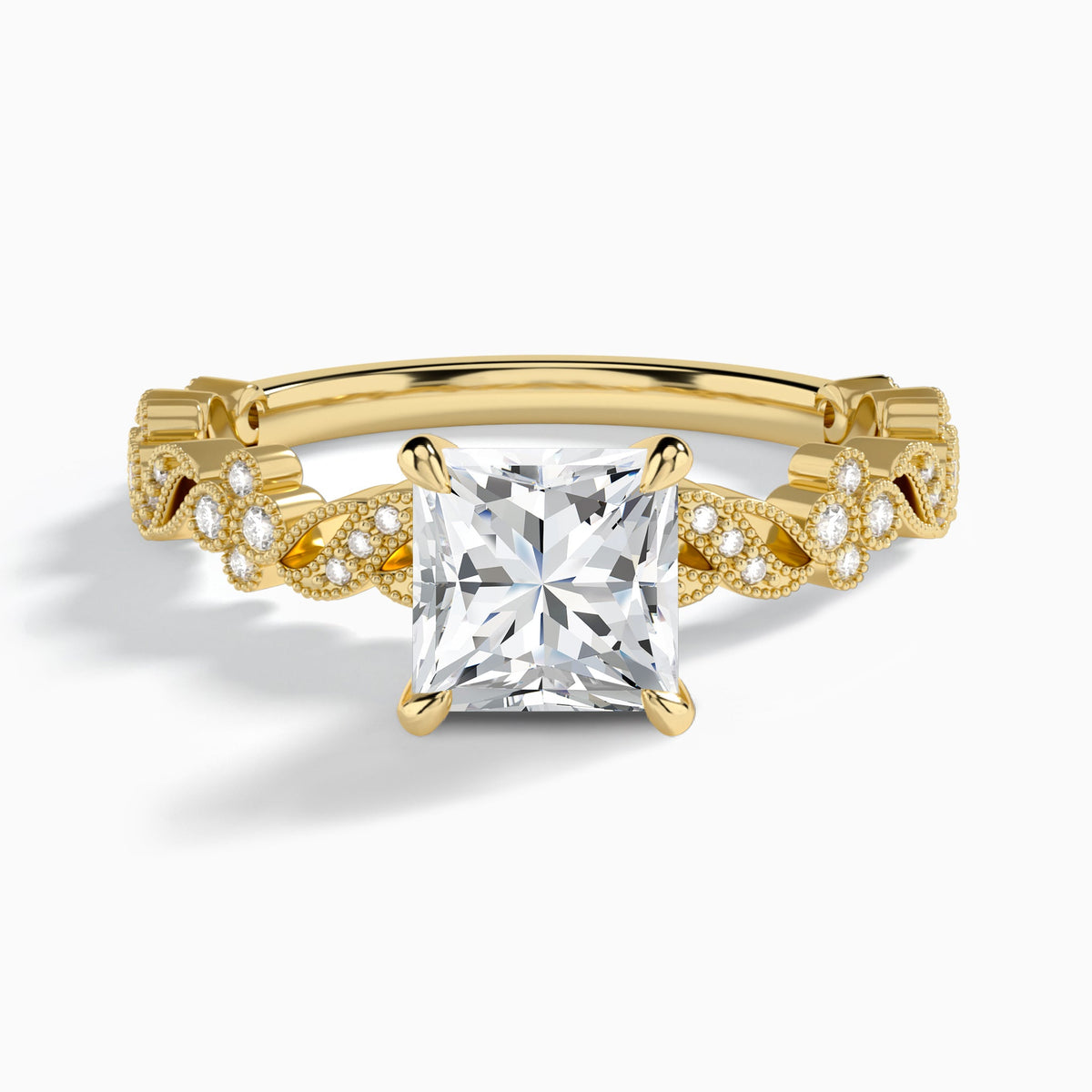Princess Viviana Lab Grown Diamond Engagement Ring In 18K Yellow Gold - Lucenjuri