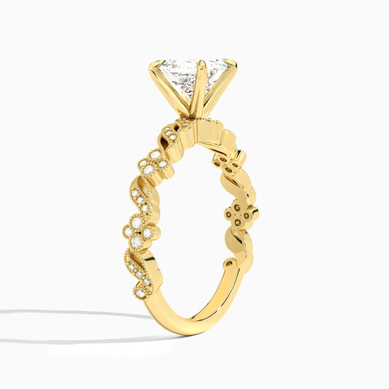 Princess Viviana Lab Grown Diamond Engagement Ring In 18K Yellow Gold, Angle View
