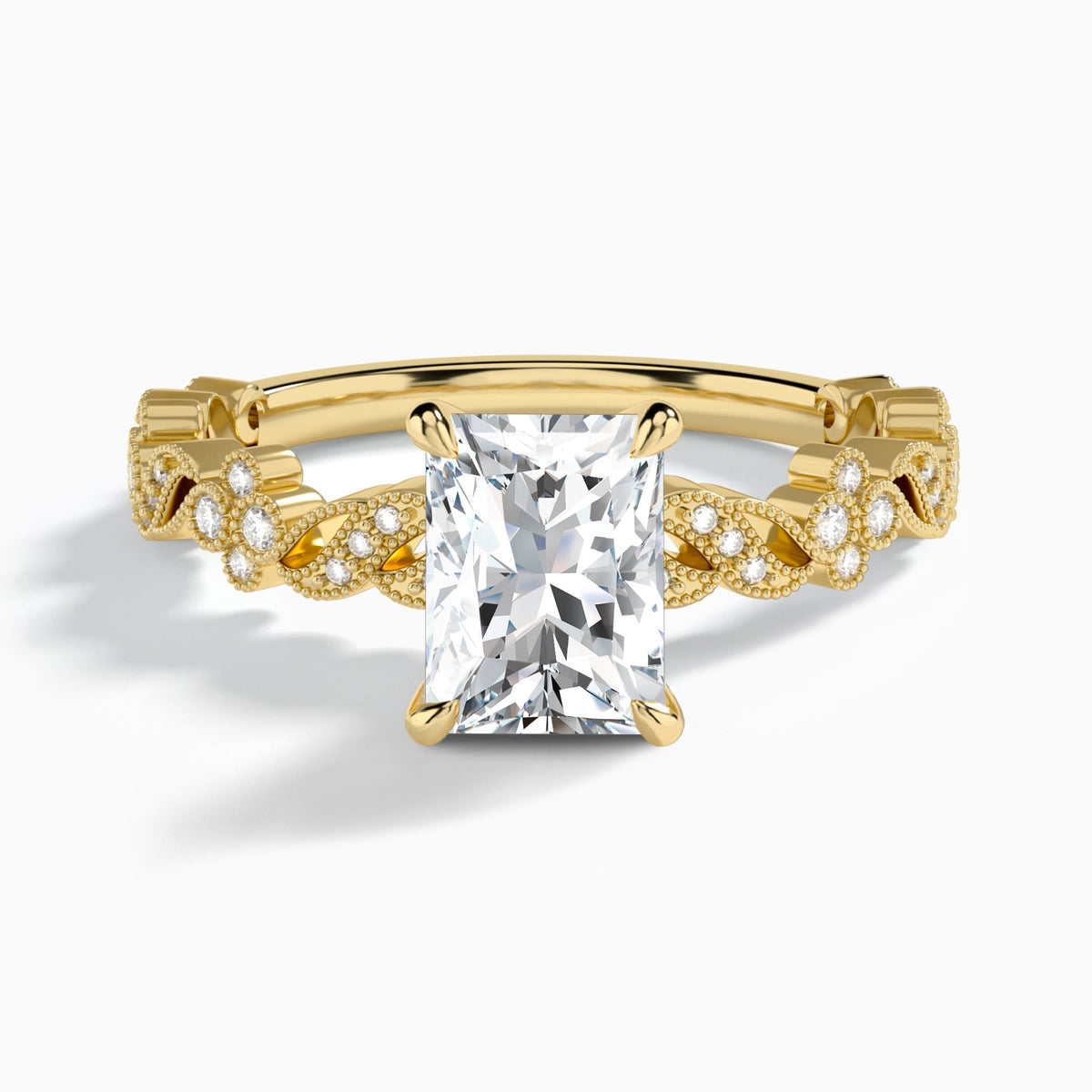 Radiant Viviana Lab Grown Diamond Engagement Ring In 18K Yellow Gold - Lucenjuri