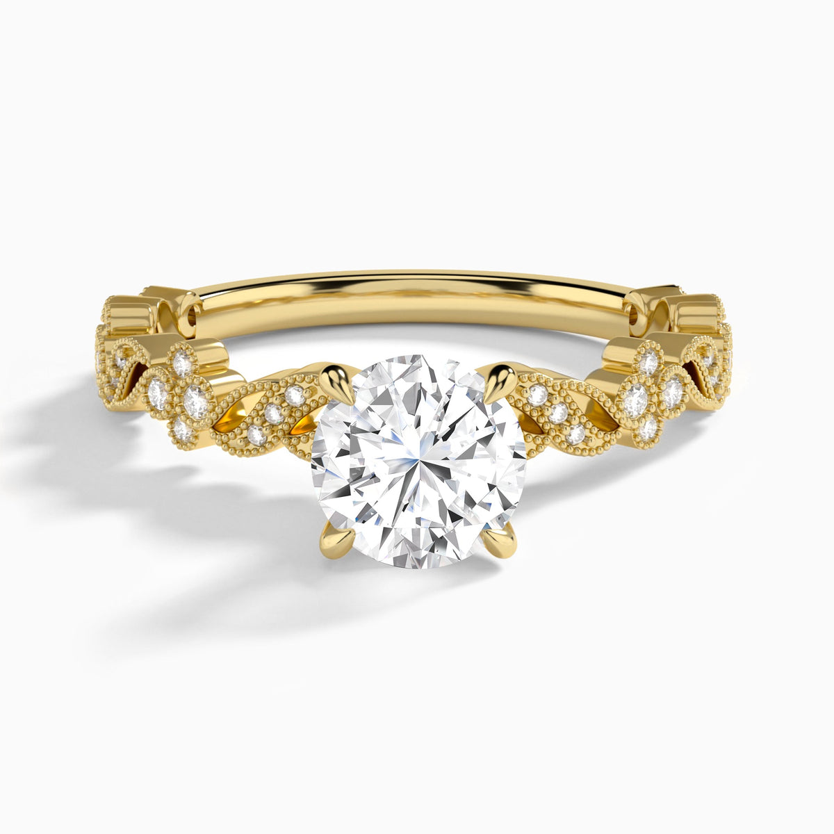 Round Viviana Lab Grown Diamond Engagement Ring In 18K Yellow Gold - Lucenjuri