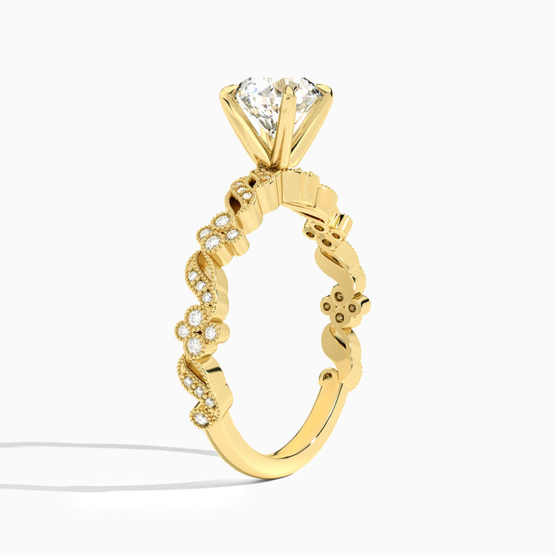 Round Viviana Lab Grown Diamond Engagement Ring In 14K Yellow Gold, Angle View