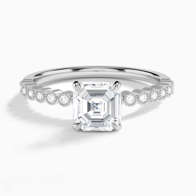 Asscher Alena Bezel-Set Lab Grown Diamond Engagement Ring In Platinum - Lucenjuri