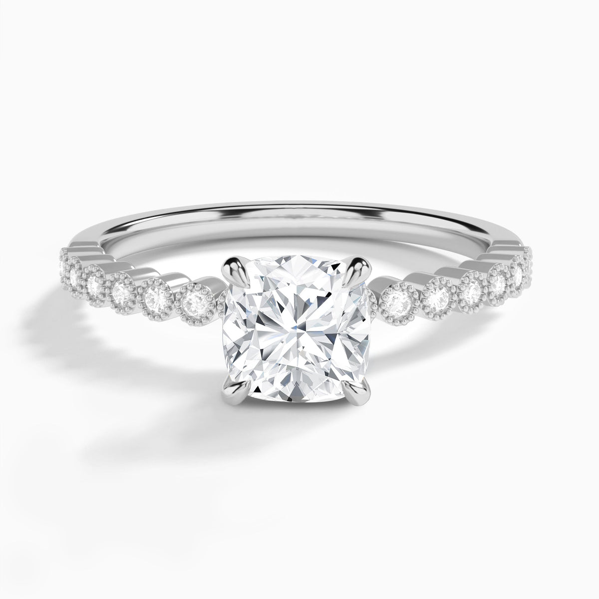 Cushion Alena Bezel-Set Lab Grown Diamond Engagement Ring In Platinum - Lucenjuri