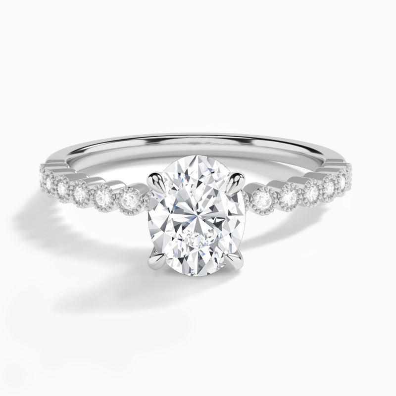 Oval Alena Bezel-Set Lab Grown Diamond Engagement Ring In Platinum - Lucenjuri