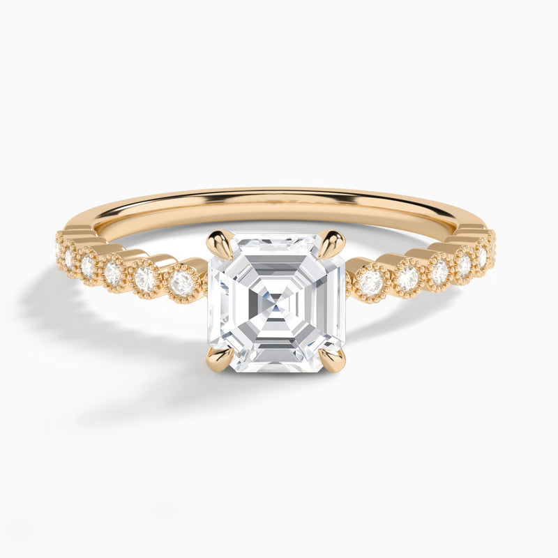 Asscher Alena Bezel-Set Lab Diamond Engagement Ring In 14K Rose Gold - Lucenjuri