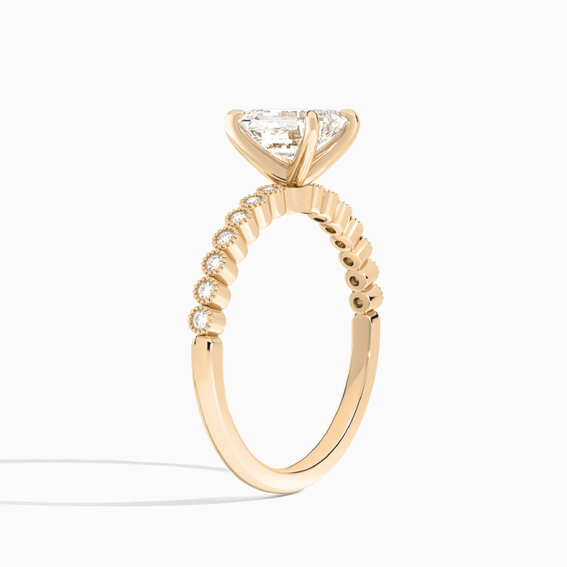 Emerald Alena Bezel-Set Lab Diamond Engagement Ring In 14K Rose Gold, Angle View