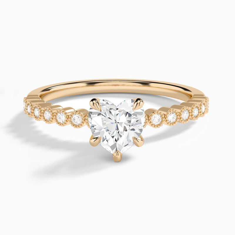 Heart Alena Bezel-Set Lab Diamond Engagement Ring In 14K Rose Gold - Lucenjuri