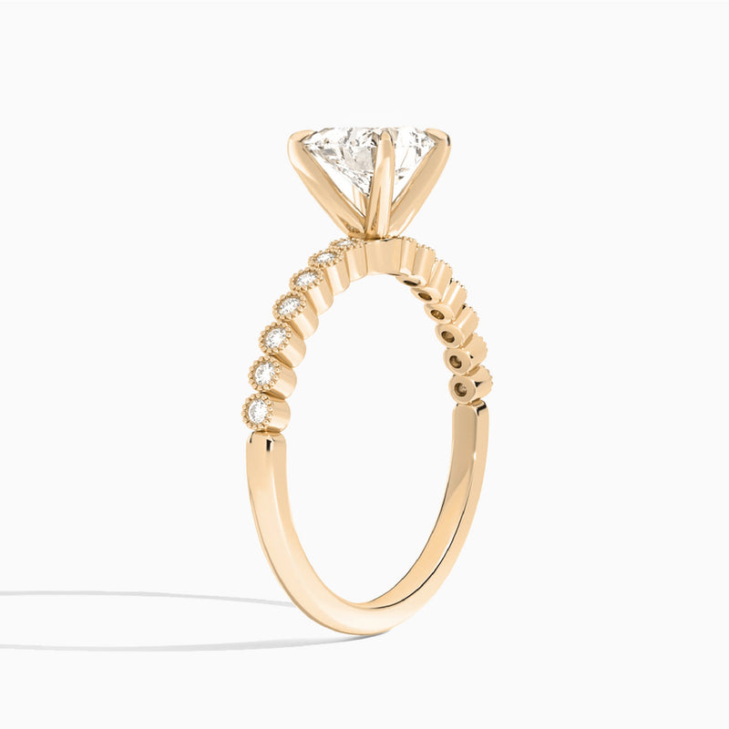 Heart Alena Bezel-Set Lab Diamond Engagement Ring In 14K Rose Gold, Angle View
