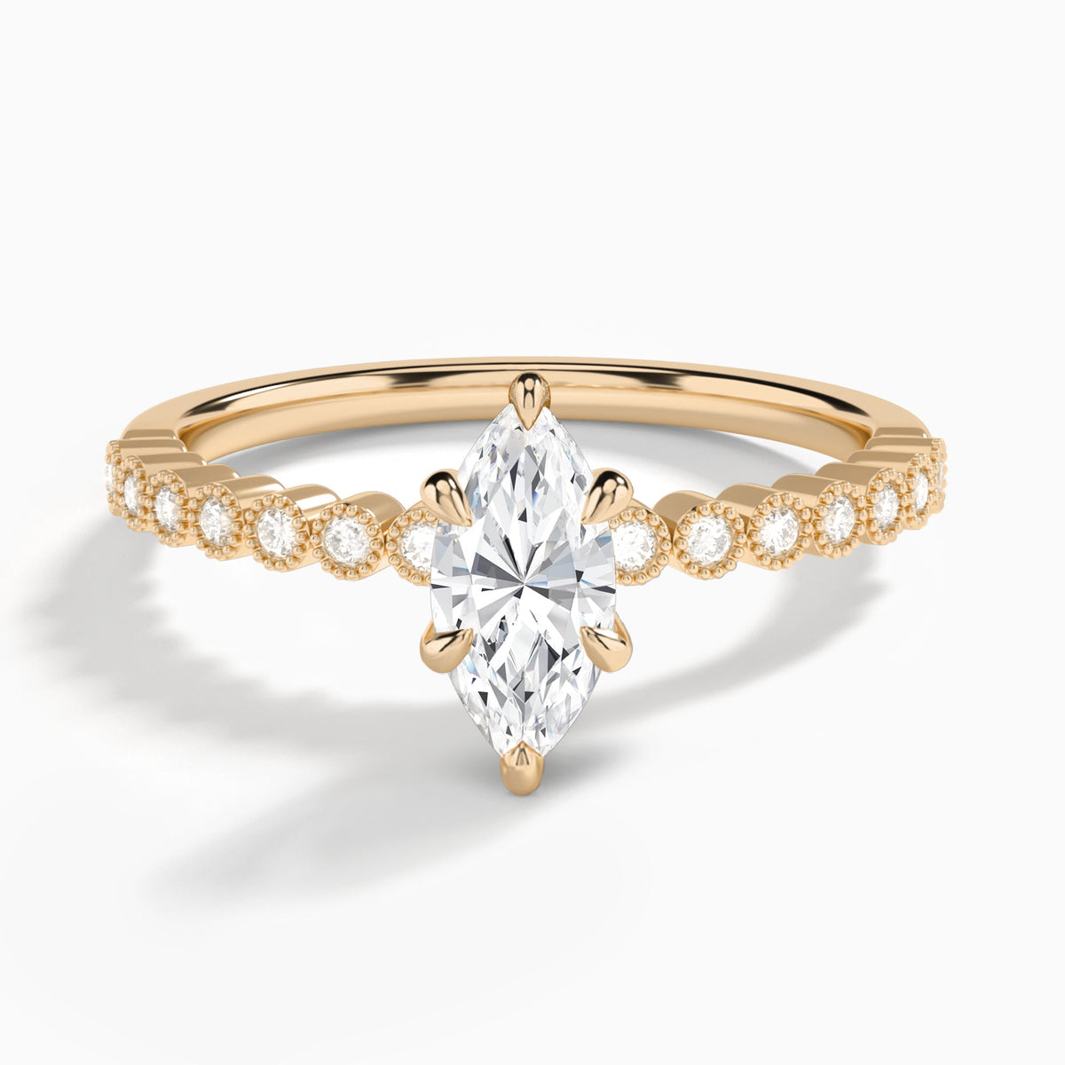 Marquise Alena Bezel-Set Lab Diamond Engagement Ring In 14K Rose Gold - Lucenjuri