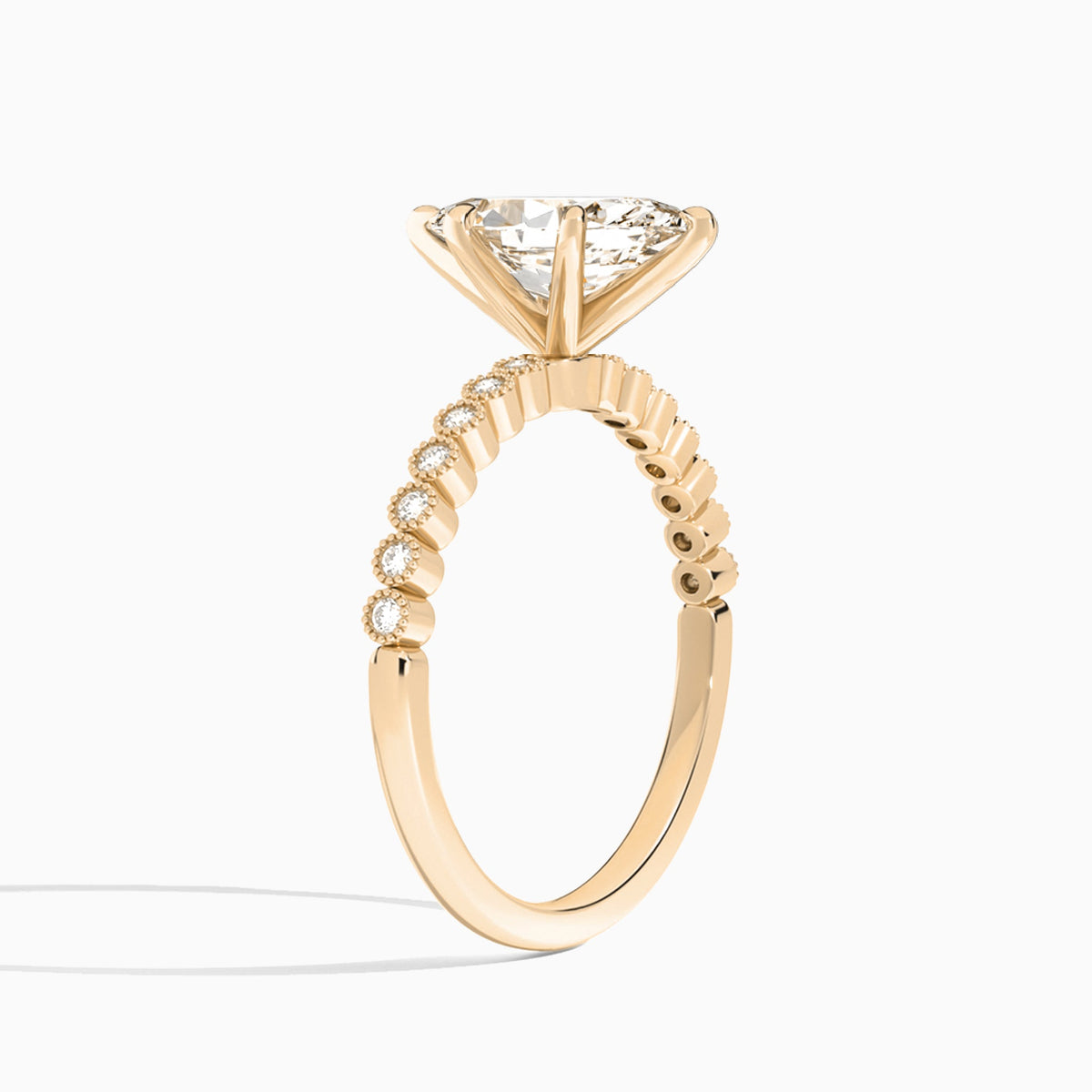 Marquise Alena Bezel-Set Lab Diamond Engagement Ring In 14K Rose Gold, Angle View