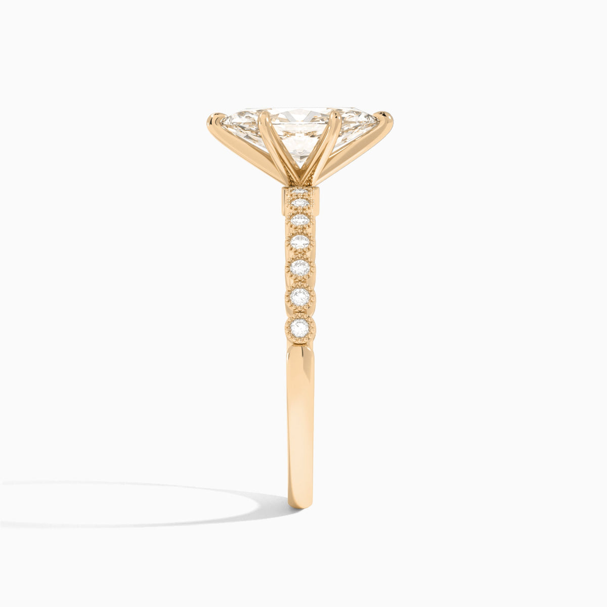 Marquise Alena Bezel-Set Lab Diamond Engagement Ring In 14K Rose Gold, Side View