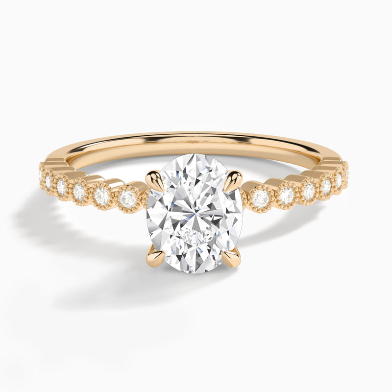 Oval Alena Bezel-Set Lab Diamond Engagement Ring In 14K Rose Gold - Lucenjuri