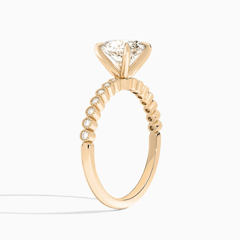 Oval Alena Bezel-Set Lab Diamond Engagement Ring In 14K Rose Gold, Angle View