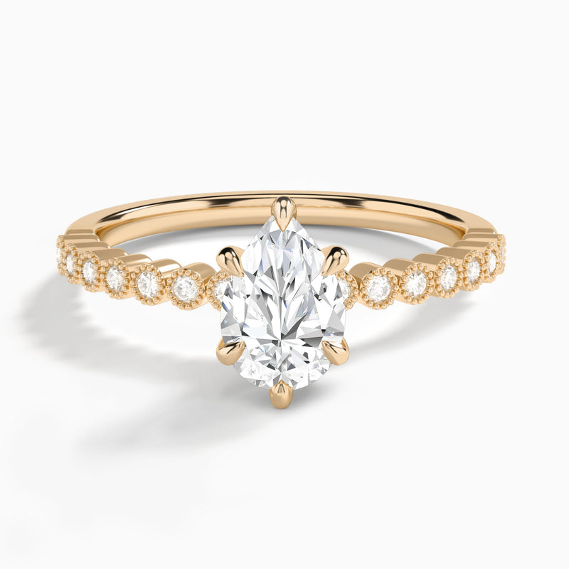 Pear Alena Bezel-Set Lab Diamond Engagement Ring In 14K Rose Gold - Lucenjuri