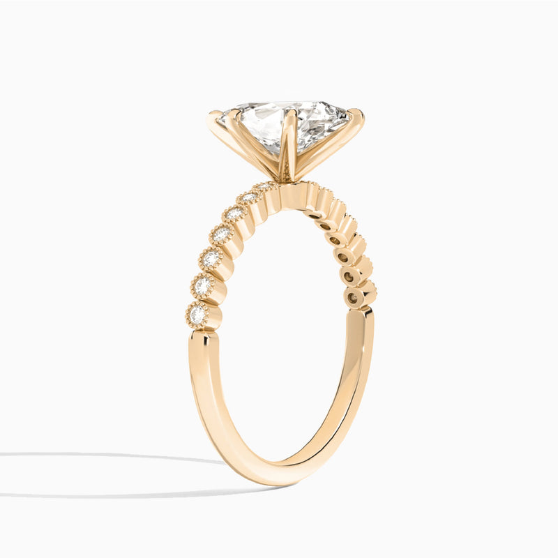 Pear Alena Bezel-Set Lab Diamond Engagement Ring In 14K Rose Gold, Angle View