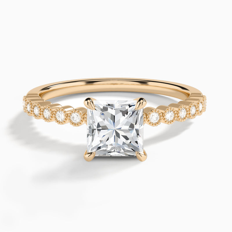 Princess Alena Bezel-Set Lab Diamond Engagement Ring In 14K Rose Gold - Lucenjuri