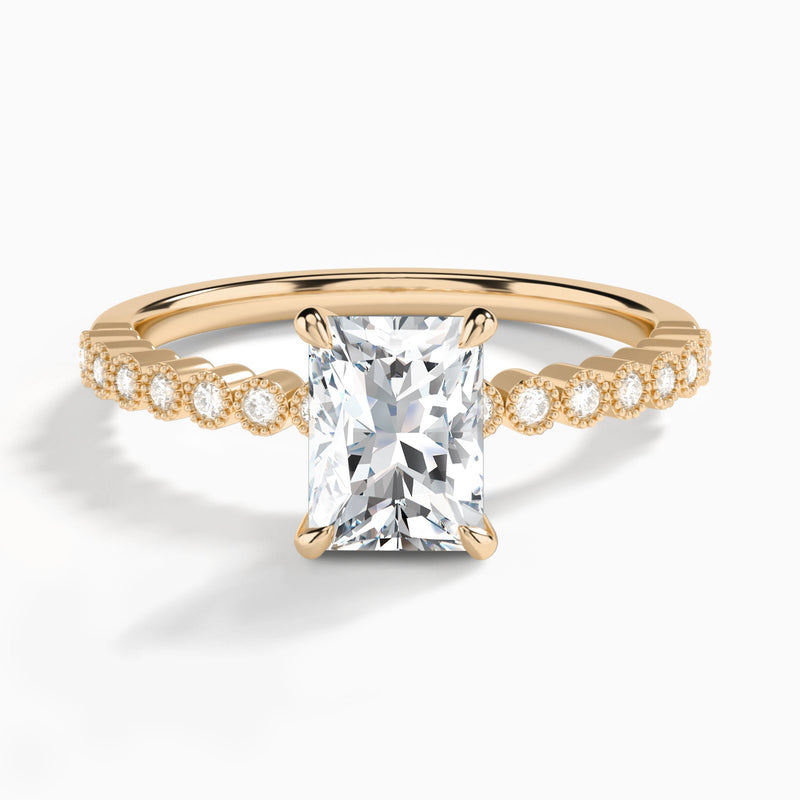 Radiant Alena Bezel-Set Lab Diamond Engagement Ring In 14K Rose Gold - Lucenjuri