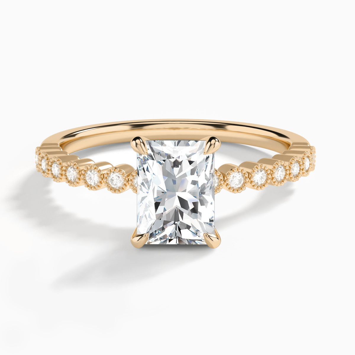 Radiant Alena Bezel-Set Lab Diamond Engagement Ring In 14K Rose Gold - Lucenjuri