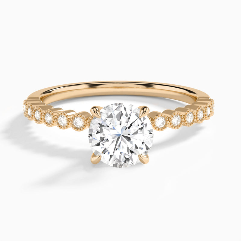 Round Alena Bezel-Set Lab Diamond Engagement Ring In 14K Rose Gold - Lucenjuri