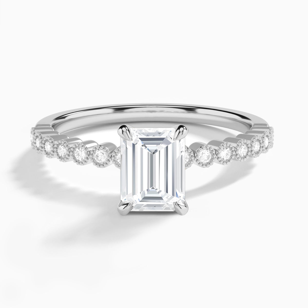 Emerald Alena Bezel-Set Lab Diamond Engagement Ring In 14K White Gold - Lucenjuri