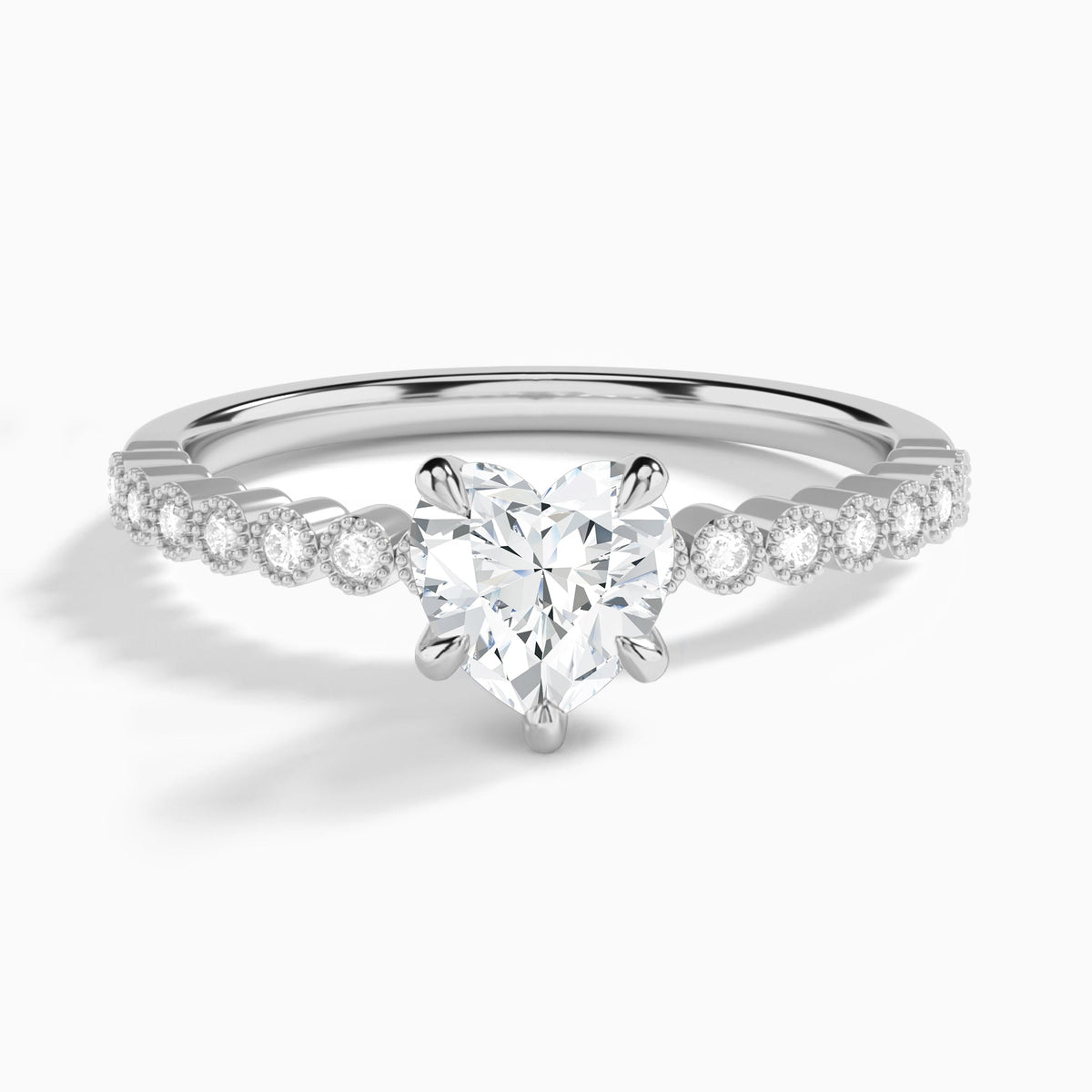 Heart Alena Bezel-Set Lab Diamond Engagement Ring In 18K White Gold - Lucenjuri