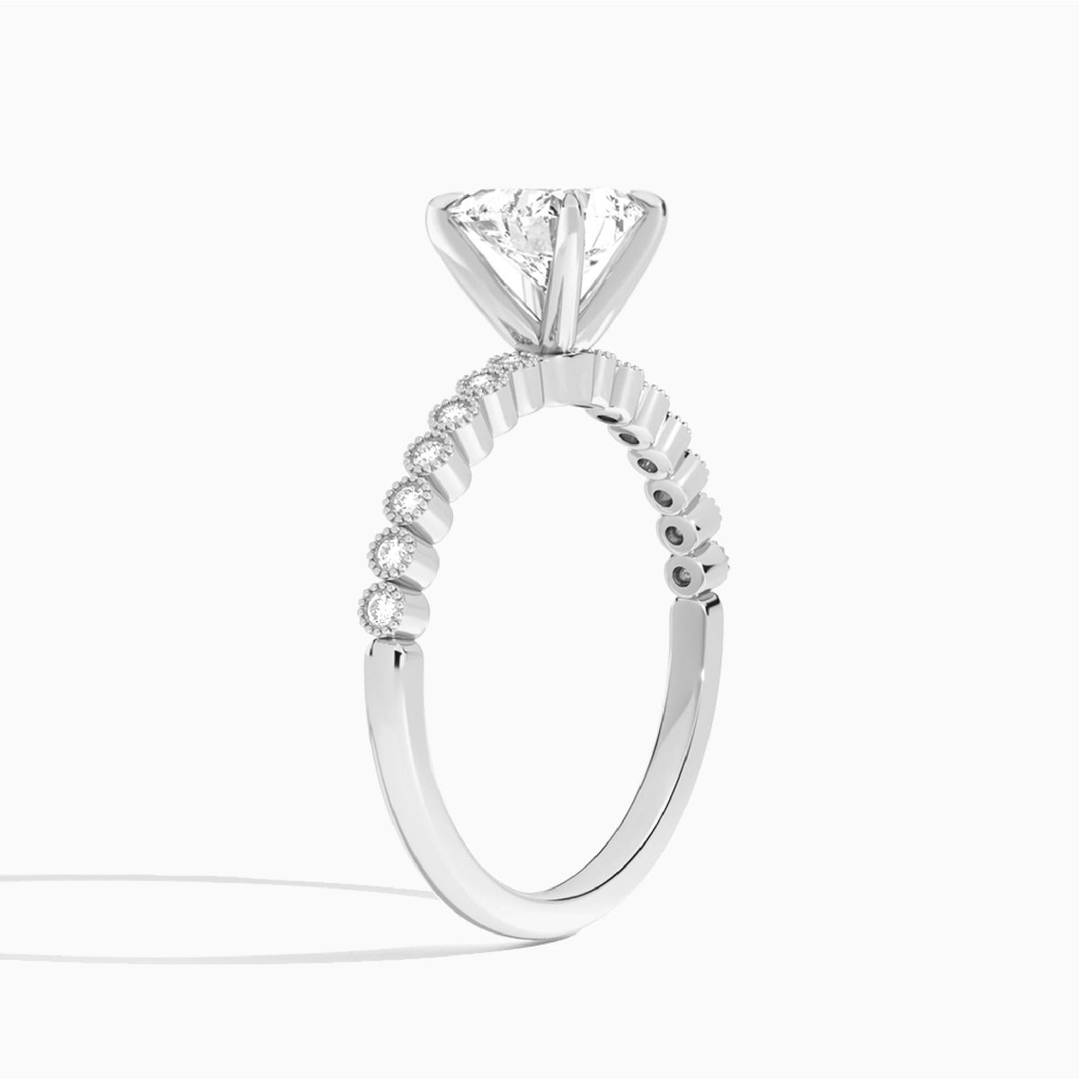 Heart Alena Bezel-Set Lab Diamond Engagement Ring In 14K White Gold, Angle View