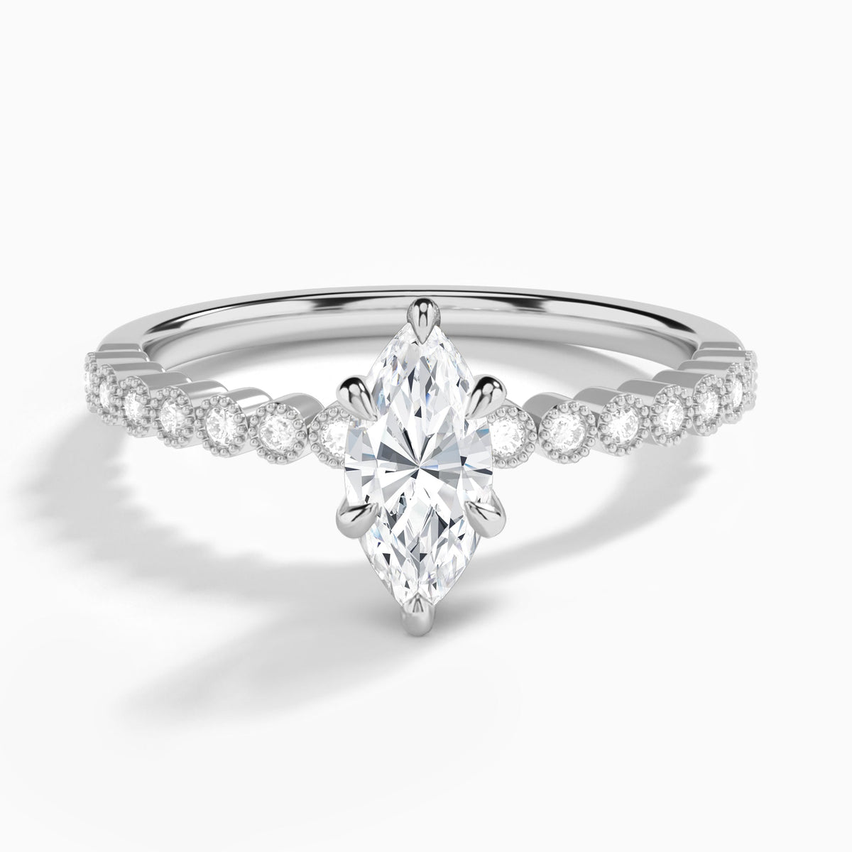 Marquise Alena Bezel-Set Lab Diamond Engagement Ring In 18K White Gold - Lucenjuri