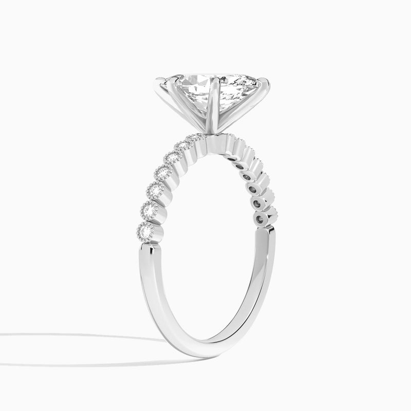 Marquise Alena Bezel-Set Lab Diamond Engagement Ring In 18K White Gold, Angle View