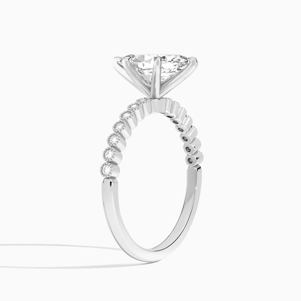Marquise Alena Bezel-Set Lab Diamond Engagement Ring In 14K White Gold, Angle View