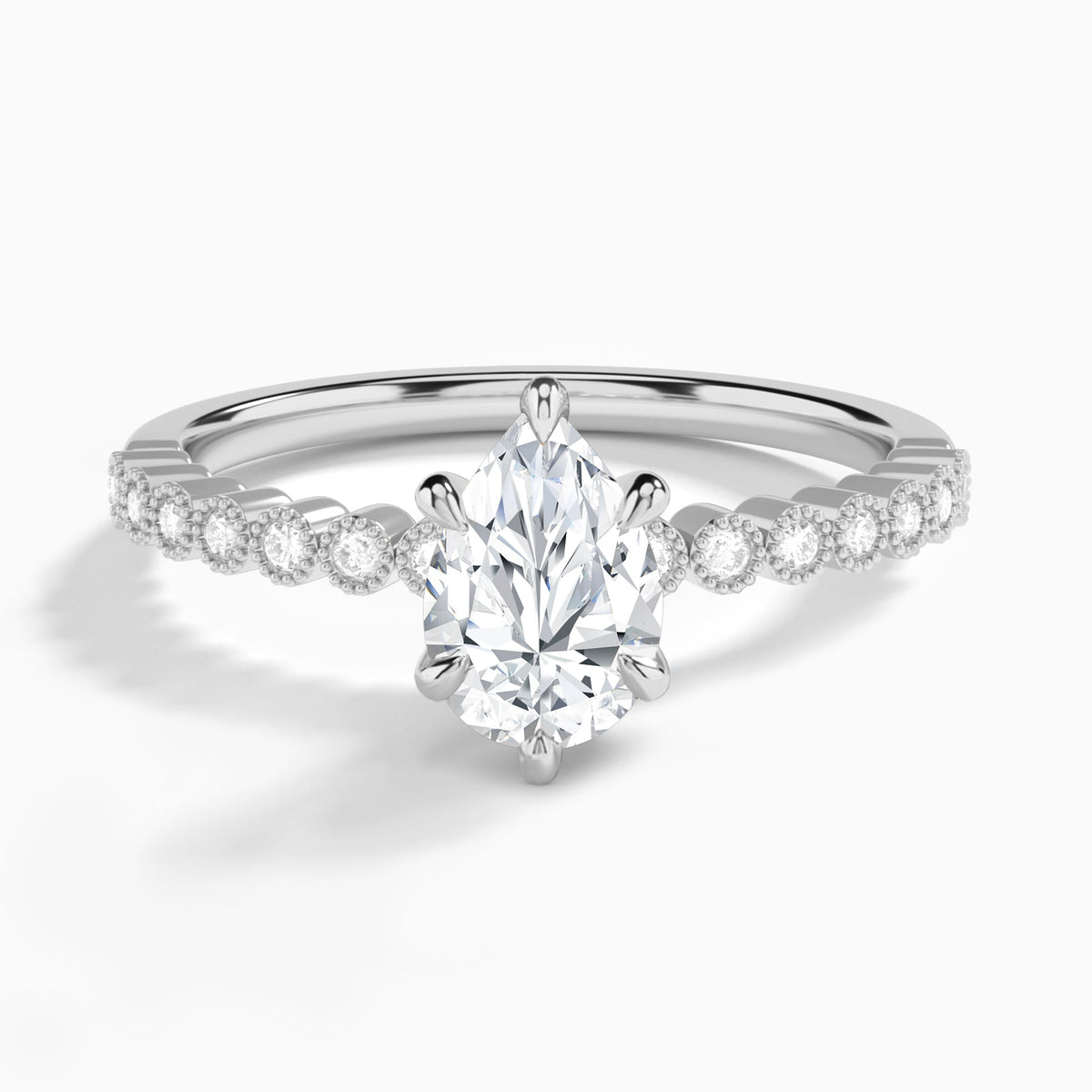 Pear Alena Bezel-Set Lab Diamond Engagement Ring In 14K White Gold - Lucenjuri