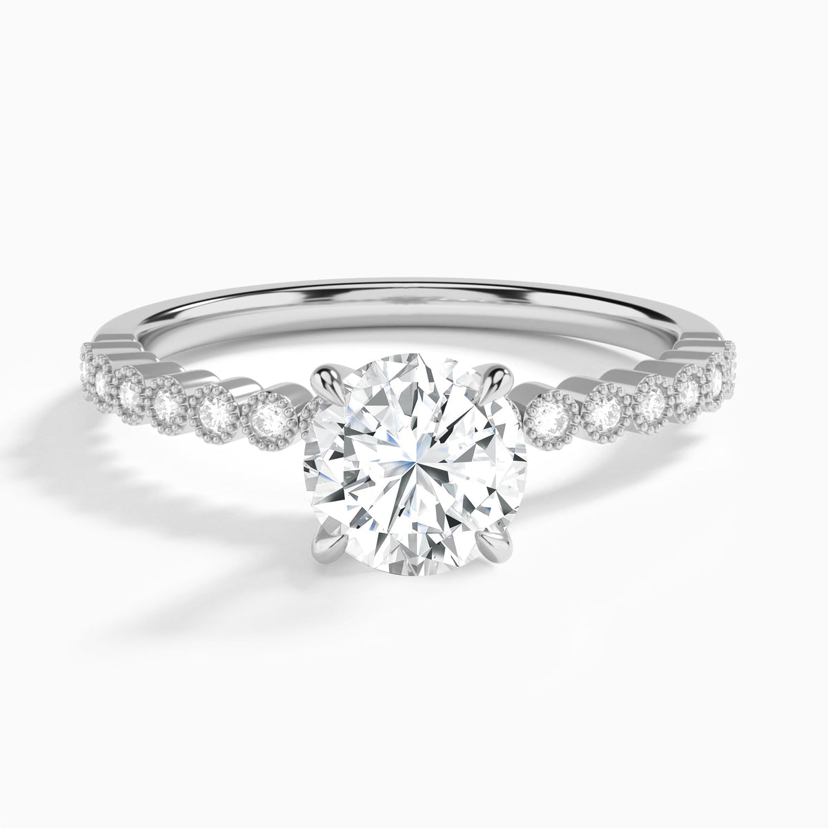 Round Alena Bezel-Set Lab Diamond Engagement Ring In 18K White Gold - Lucenjuri
