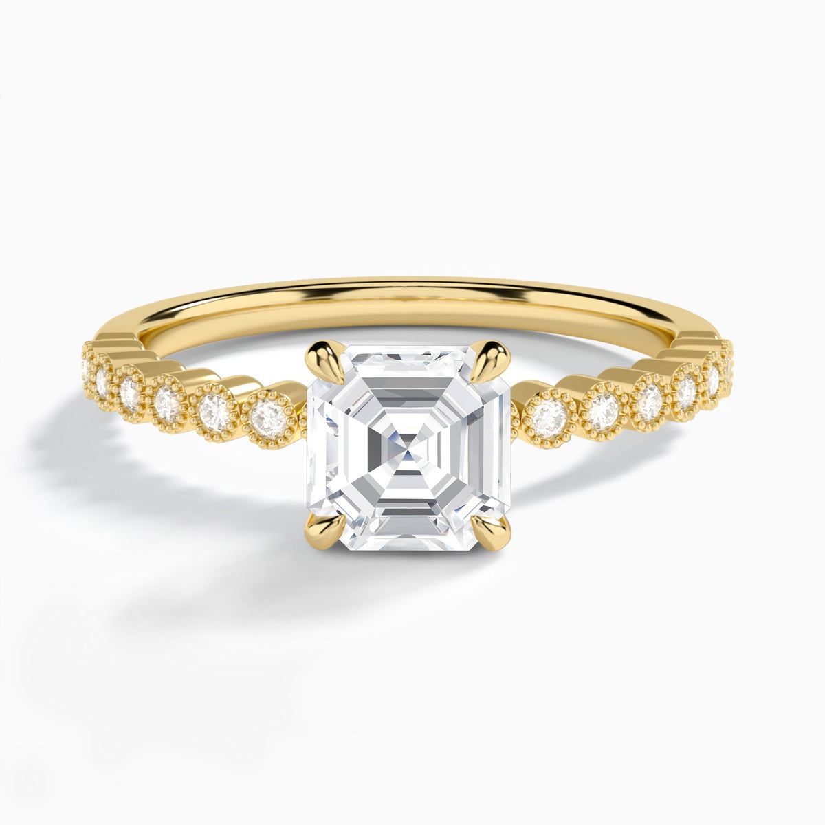 Asscher Alena Bezel-Set Lab Diamond Engagement Ring In 14K Yellow Gold - Lucenjuri