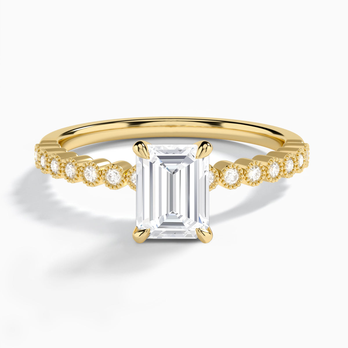 Emerald Alena Bezel-Set Lab Diamond Engagement Ring In 14K Yellow Gold - Lucenjuri