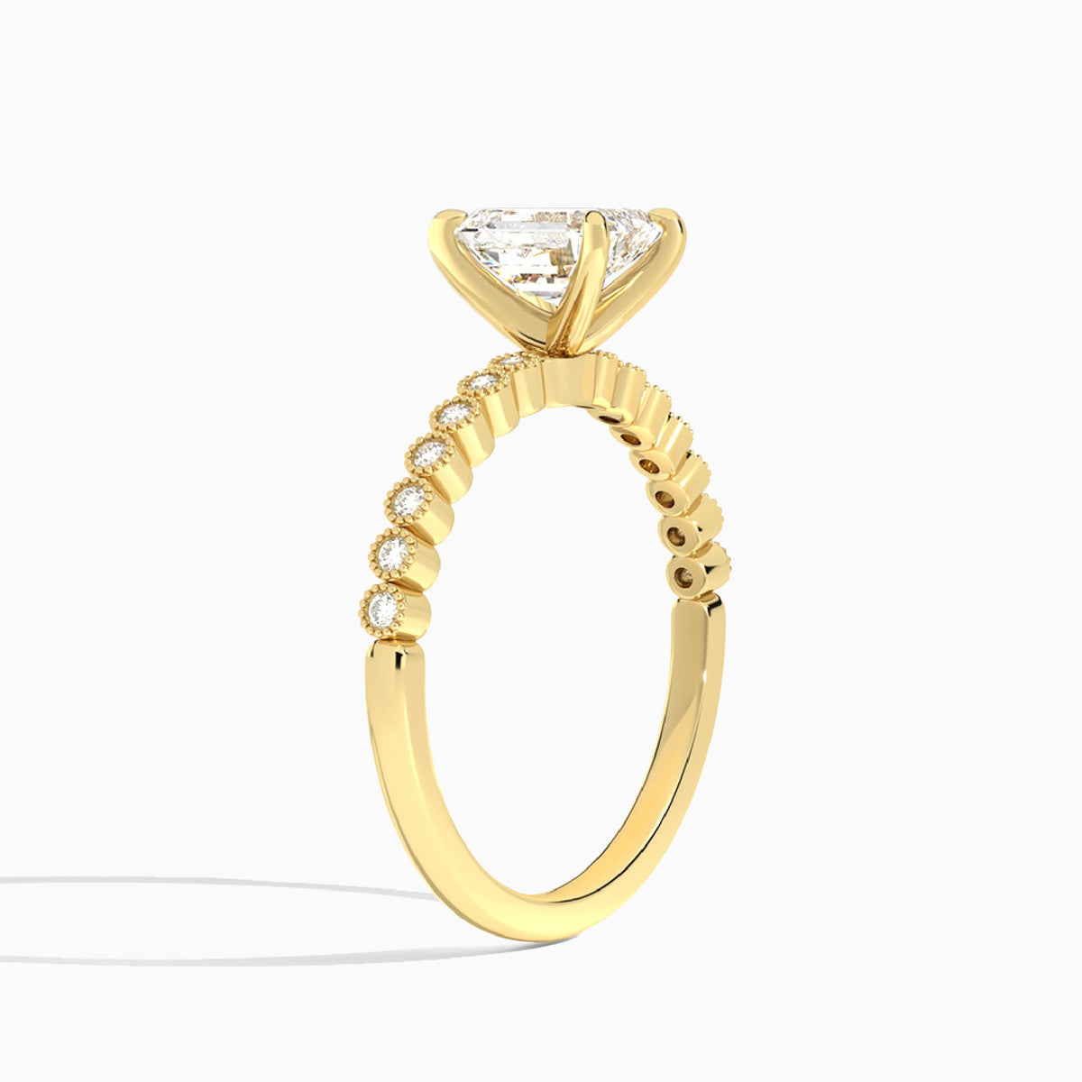Emerald Alena Bezel-Set Lab Diamond Engagement Ring In 18K Yellow Gold, Angle View