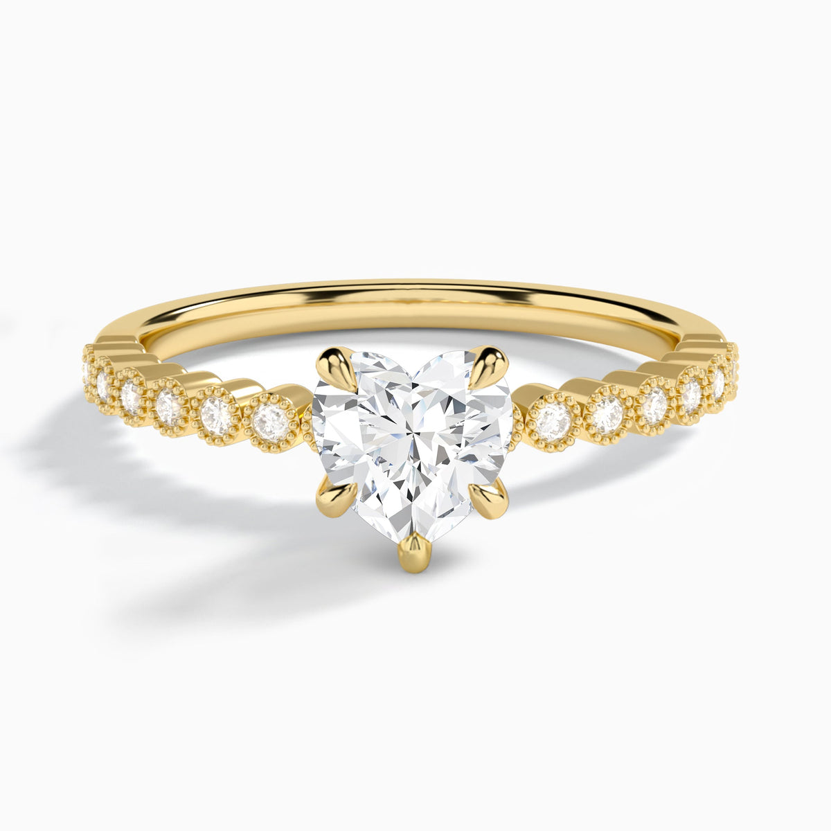 Heart Alena Bezel-Set Lab Diamond Engagement Ring In 14K Yellow Gold - Lucenjuri