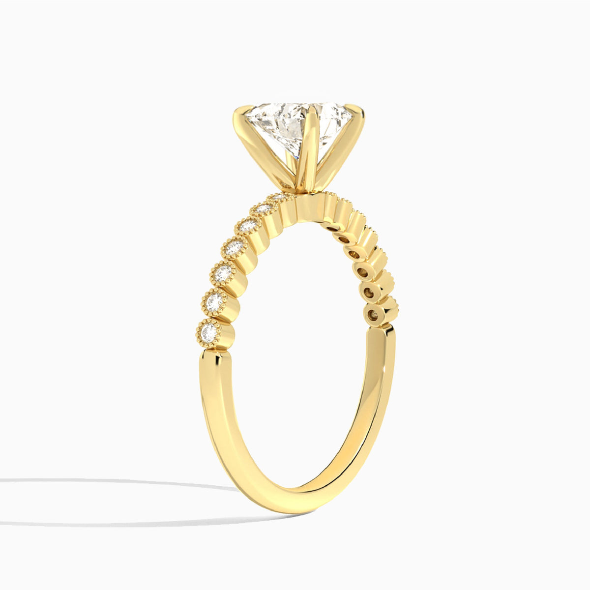 Heart Alena Bezel-Set Lab Diamond Engagement Ring In 18K Yellow Gold, Angle View