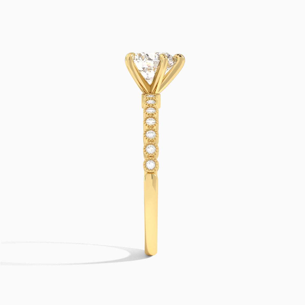 Heart Alena Bezel-Set Lab Diamond Engagement Ring In 14K Yellow Gold, Side View